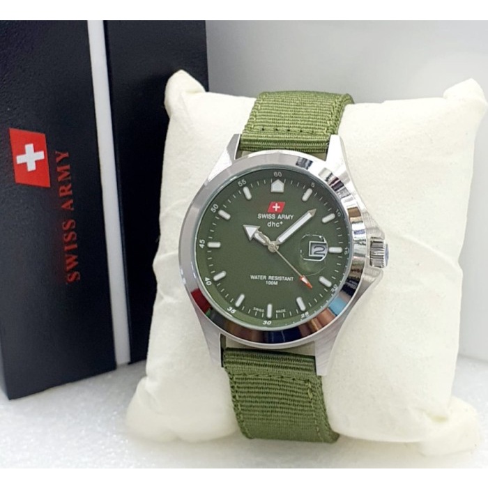 ✅Ori Jam Tangan Pria Swiss Army 1880 G Original Tali Kanvas - Hijau Terbatas