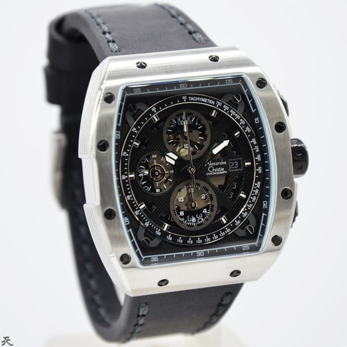 ✅Sale Jam Tangan Alexandre Christie Original Ac6411 Black Silver Diskon