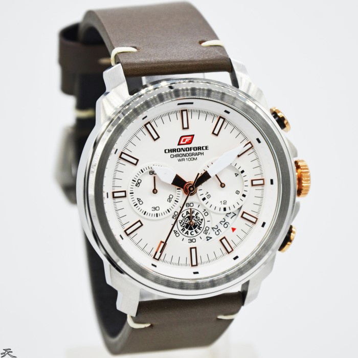 ✅Sale Chronoforce Cf 5316Ms - Jam Tangan Pria Kulit Original - Brown Limited