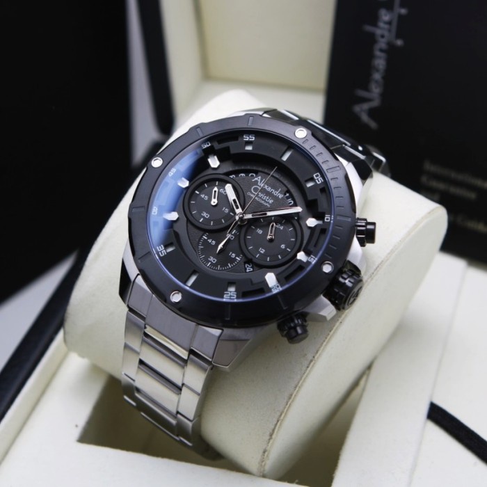 ✅Ori Jam Tangan Pria Alexandre Christie Ac 6529 Ac6529 Silver Black Rt Limited