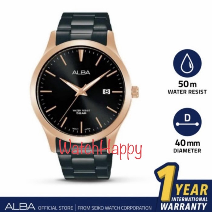 ✅Ori Watchhappy Alba As9M30X1 Men Black Rose As9M30 Stainless Band Original Bisa Sameday