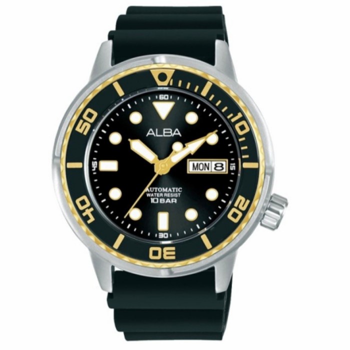 ✅Sale Alba Pria Al4250X1 Automatic Black Rubber Strap Al4250 Limited