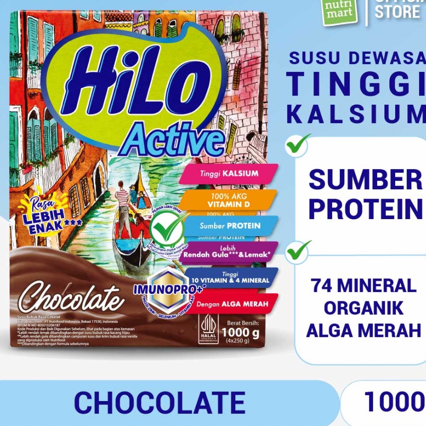 

✨Mall✨ HiLo Active Chocolate 1000 gram - Susu Tinggi Kalsium grosir