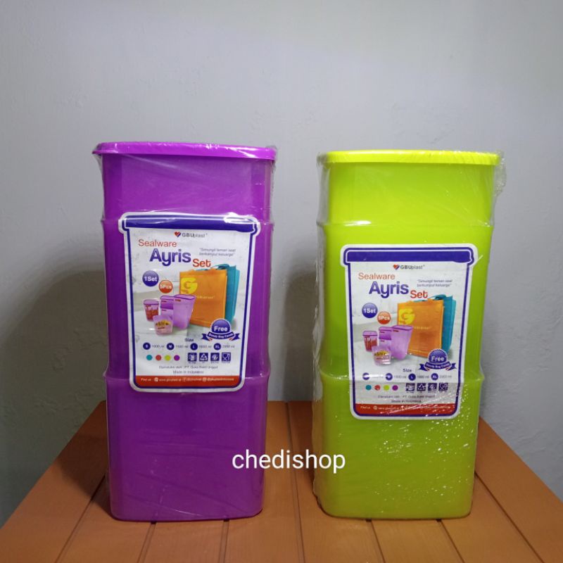 GBU PLAST Toples Makanan Sealware Ayris Set of 5 / Tempat Penyimpanan Makanan / Toples Makanan / Top