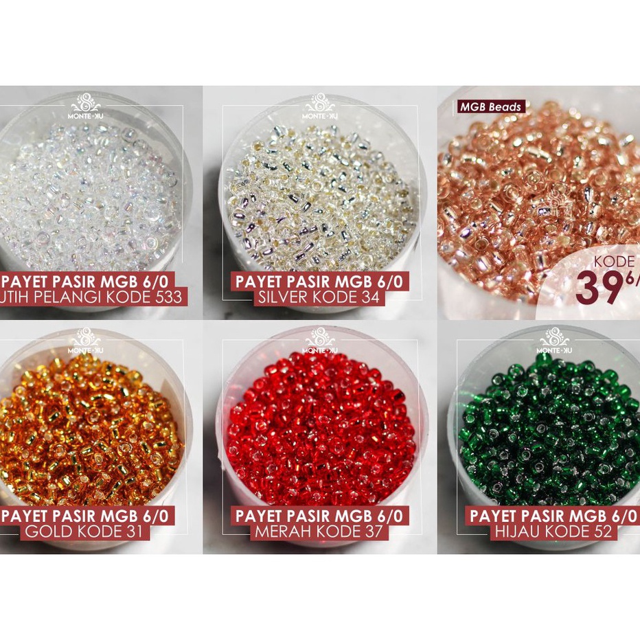 [M✦44)V Manik Mote Payet Pasir Bulat Jepang MGB 6/0 8/0 4mm 30 gr Monte Payet Jahit Matsuno Glass Be