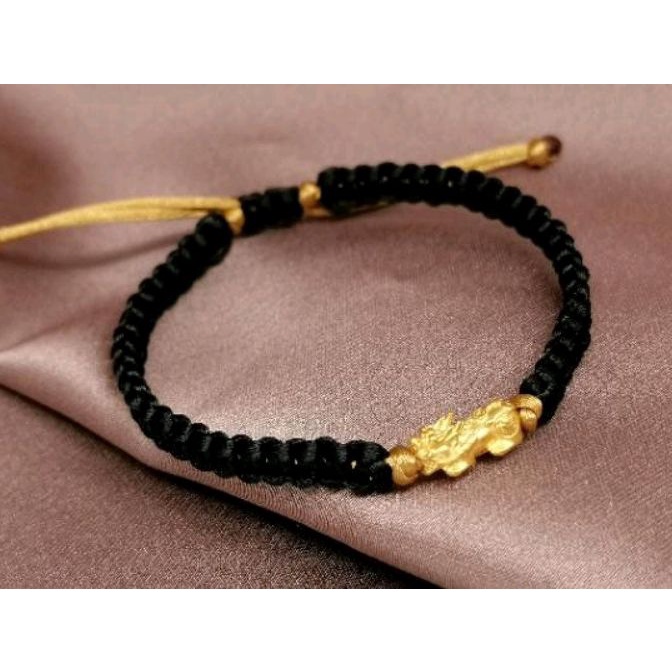 [C07➲) Gelang Charm Jilin / Pixiu / Naga Emas kadar 24k HK Hongkong 999.9% 9999 & Gelang Tali Serut.