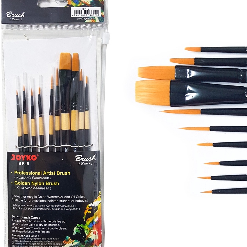 

(V64✪) Joyko Brush Set 10 pcs (BR-9) / Kuas Lukis Joyko BR-9!