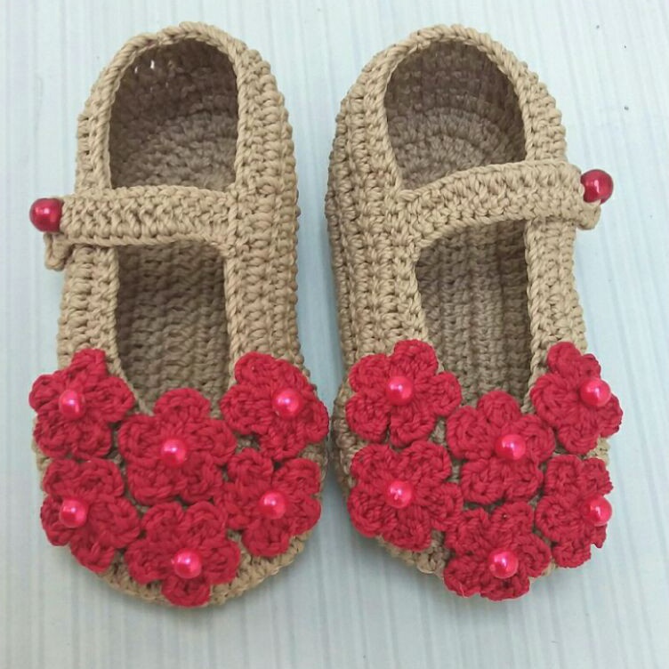 [196] sepatu bayi cewek rajut 0 - 1 thn custom handmade sepatu bayi perempuan terbaru cantik lucu murah Serb@ Murah