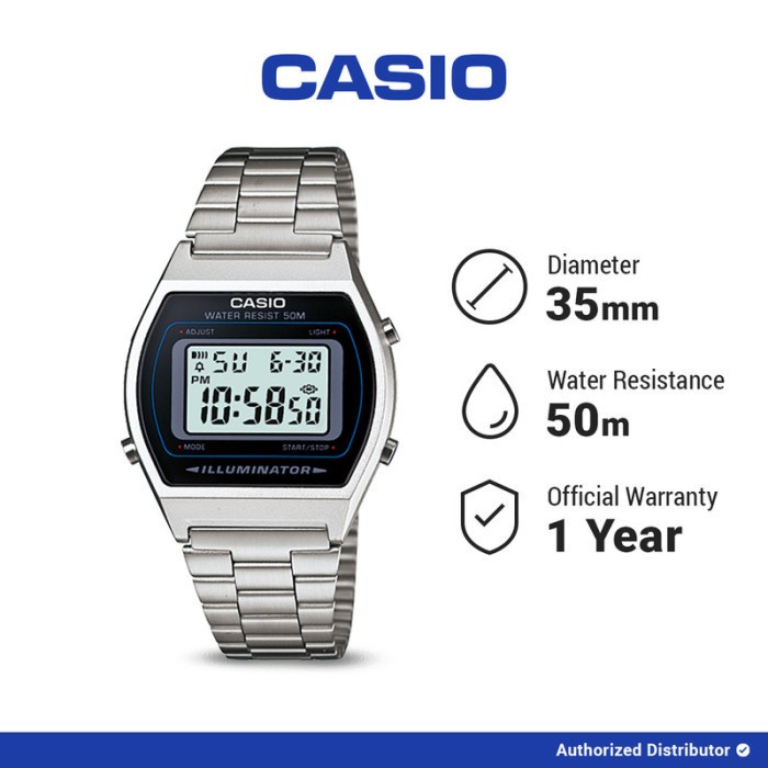 [READY INSTANT] Casio Jam Tangan Pria B640WD-1AVDF Digital Original silver