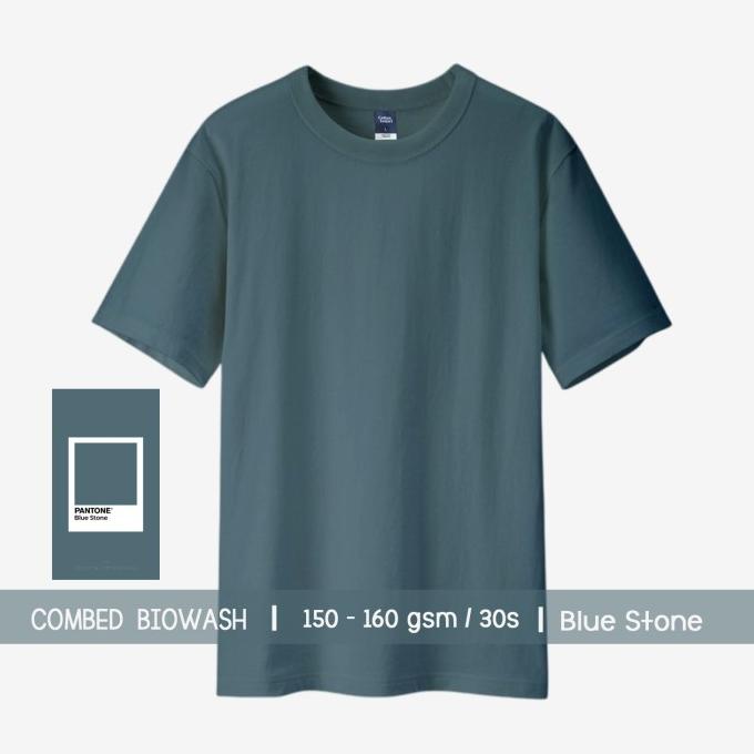 KAOS BASIC- Blue Stone [ COMBED BIOWASH 30s OEKO-TEX]| Kaos Polos