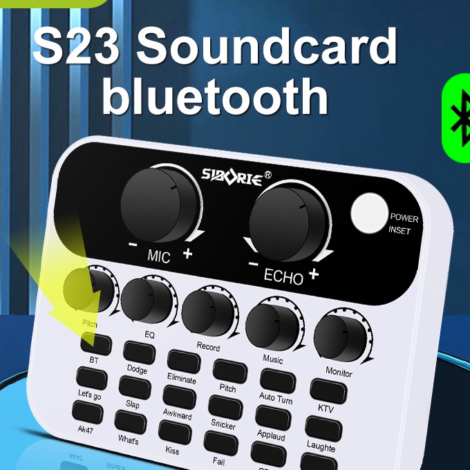 [T13➸) Siborie S23 Soundcard Audio USB External Karaoke Sound Card mic Mixer Bluetooth☼