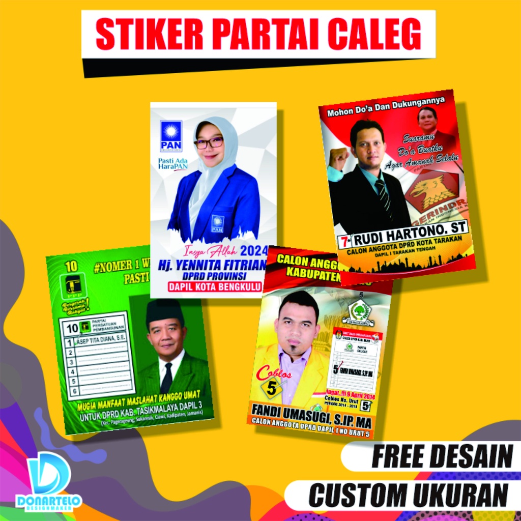 

CETAK STICKER CALEG CUSTOM FREE DESIGN MURAH CEPAT