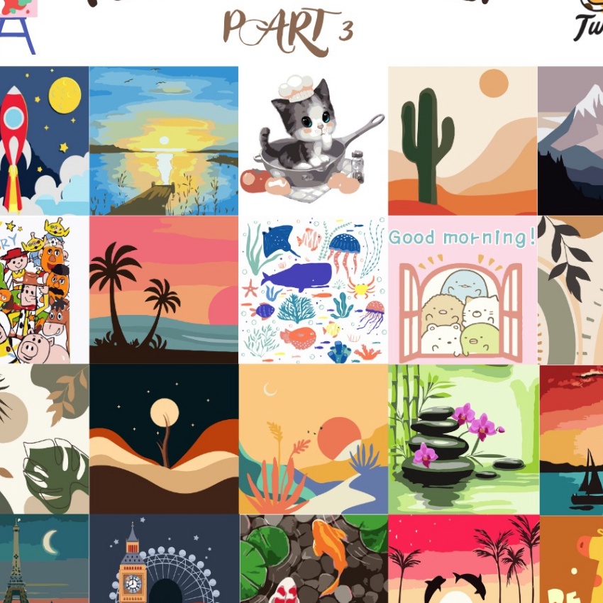 

[O54-») TweedySub - Paint By Number Children Canvas Painting / Set Kanvas Lukis Anak / Part 3➤.!