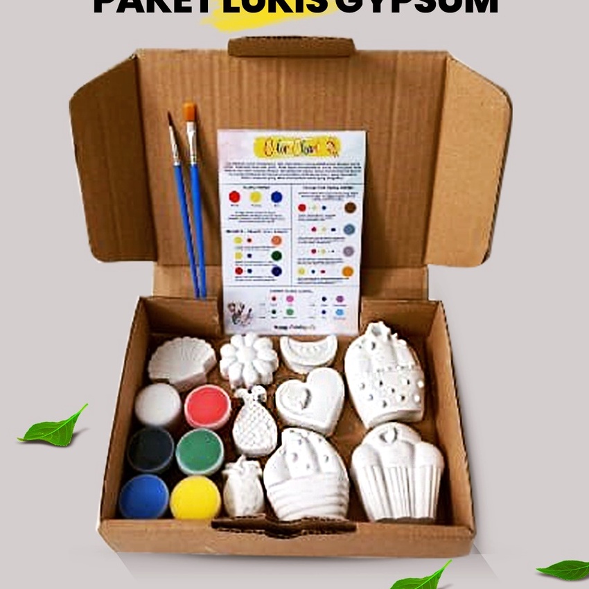 

[G00-➤] Paket Lukis Gypsum Set Melukis Anak Lengkap Mewarnai Patung Gypsum Painting❣..!