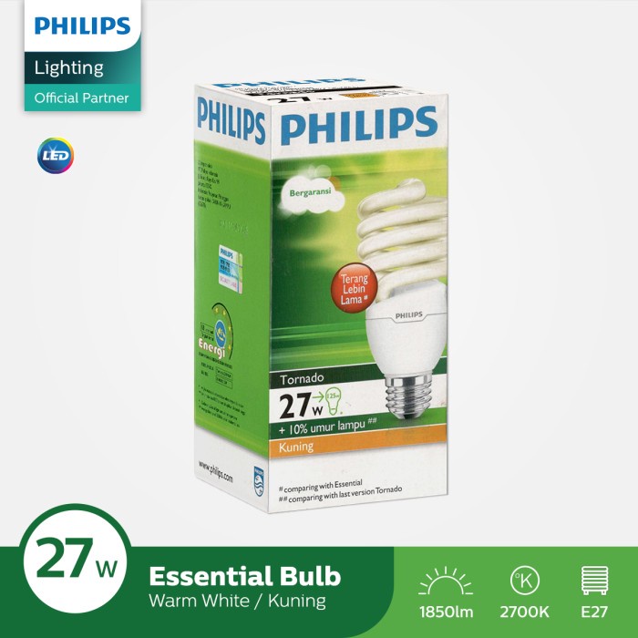 Philips Tornado 27W WW E27 220V Cahaya Kuning