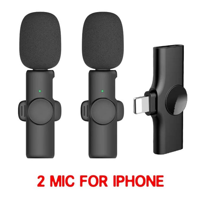 TER-UPDATE MIC MICROPHONE WIRELESS CLIP ON VLOG IPHONE LIGHTNING DUAL MIC IOS #ORIGINAL