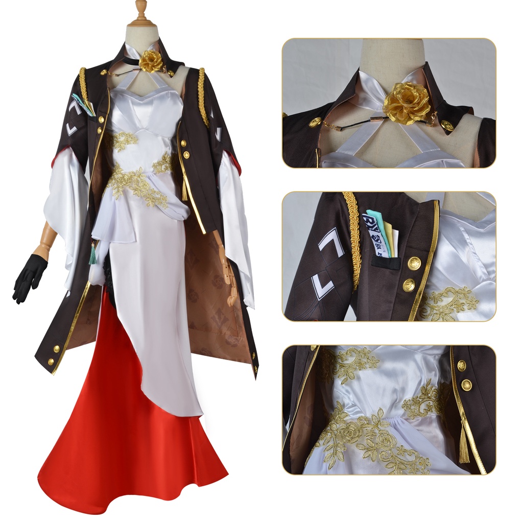 【Fantasy Dragon】Honkai: Star Rail  cosplay  Himeko cosplay costume suit and Himeko wig ,Himeko shoes
