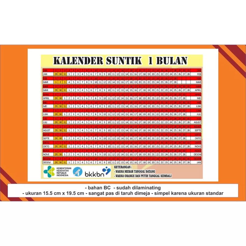 

Ready Stok Siap Kirim Kalender KB 1 Bulan Laminating