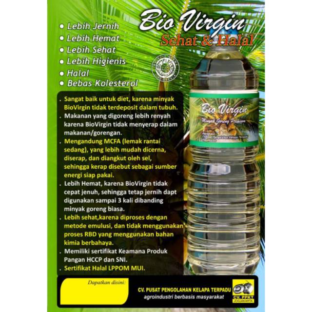 

Bio Virgin Coconut Cooking Oil 1000Ml 1 Liter Exp 5 Juni 2025