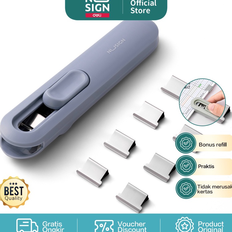 

NKRJ7552 Nusign Fastener / Binder Clip / Penjepit Kertas Otomatis Gratis 8 Buah Clip NS085