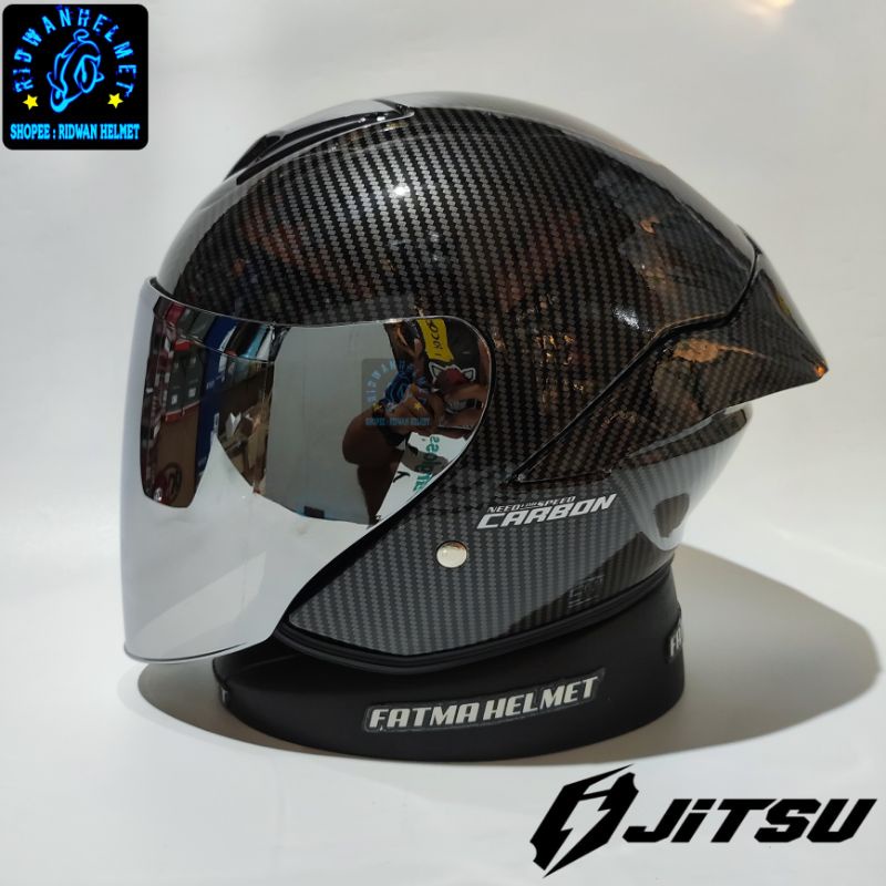 SALE Helm Jitsu Half Face JS1 Carbon Series Terbaru Size M - L - XL