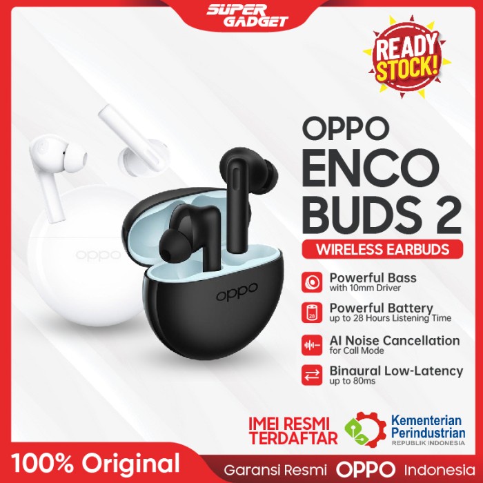 OPPO ENCO BUDS 2 BLUETOOTH EARPODS EARPHONE HANDSFREE HEADSET WIRELESS