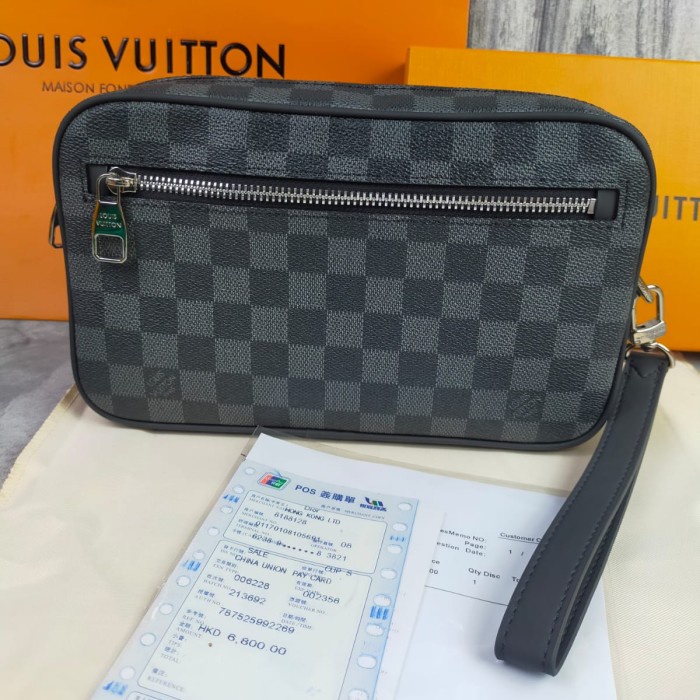 ✨Sale Pouch Bag Clutch Pria Lv9191 Kasai Graphite Miror Bisa Sameday