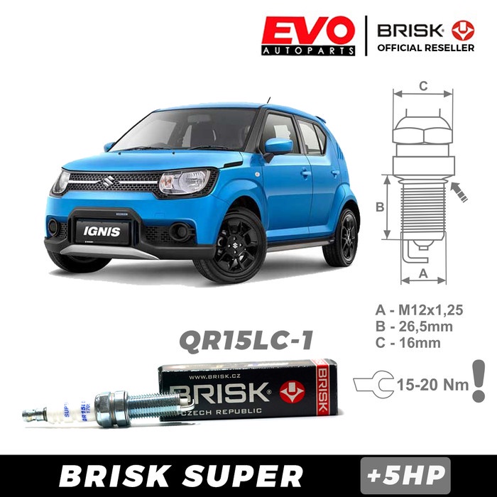 Busi Brisk Super Qr15Lc-1 Untuk Mobil Suzuki Ignis Kode It058