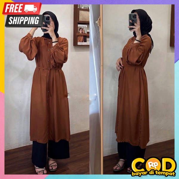 Pkaian Simpel Kondangan Qanita Outfit Perempuan Dewasa Selutut Premium Tunij Tunik Wanita Terbaru 20