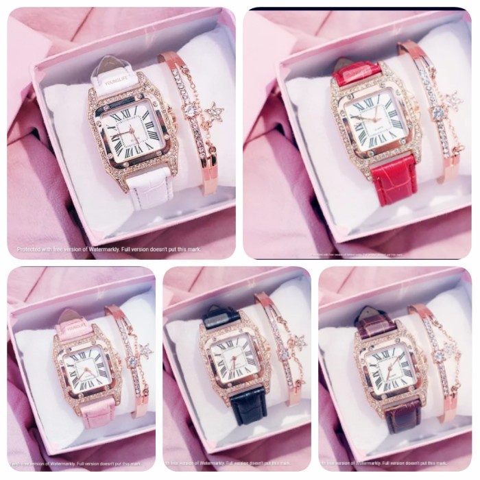 Jam tangan fashion import / jam tangan set / gelang wanita import set