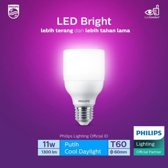 Philips Lampu LED Bright 11W E27 6500K Putih