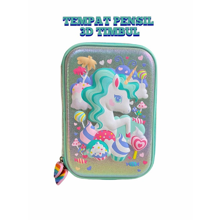 

KOTAK PENSIL 3D TIMBUL UNICORN LOLLYPOP TOSCA TEMPAT PENSIL SEKOLAH