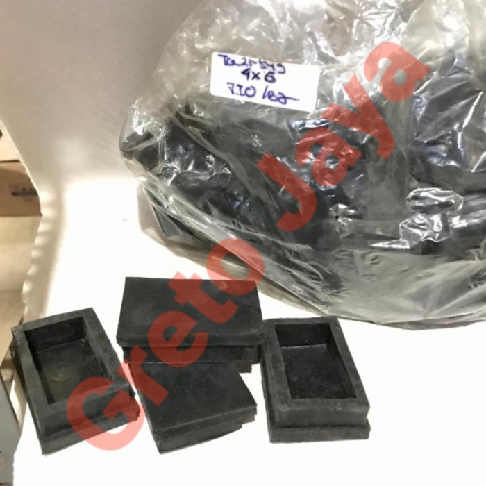 ( 4x6 ) Kaki Karet Kotak Besi Tutup Pipa Alas Kursi 4 x 6 Holo Hollow