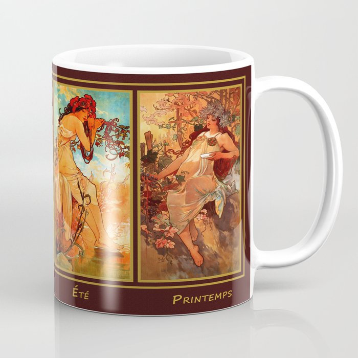 Mug Kopi Empat Musim Art Nouveau Mucha