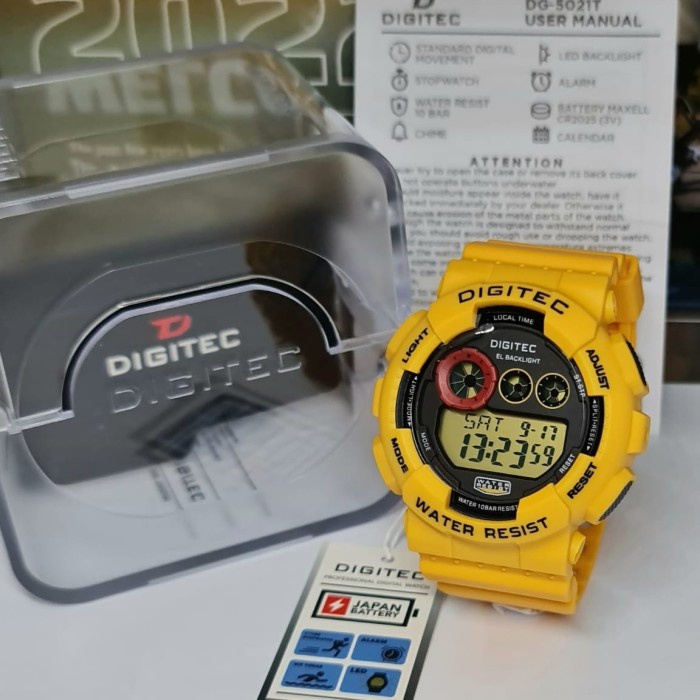 TERLARIS Jam Tangan Digitec Pria Digital DG5021 Kuning Original /JAM TANGAN ANTI AIR/JAM TANGAN
