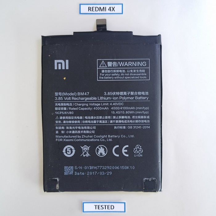 Baterai Bateray Batrai Redmi 4X Original Copotan