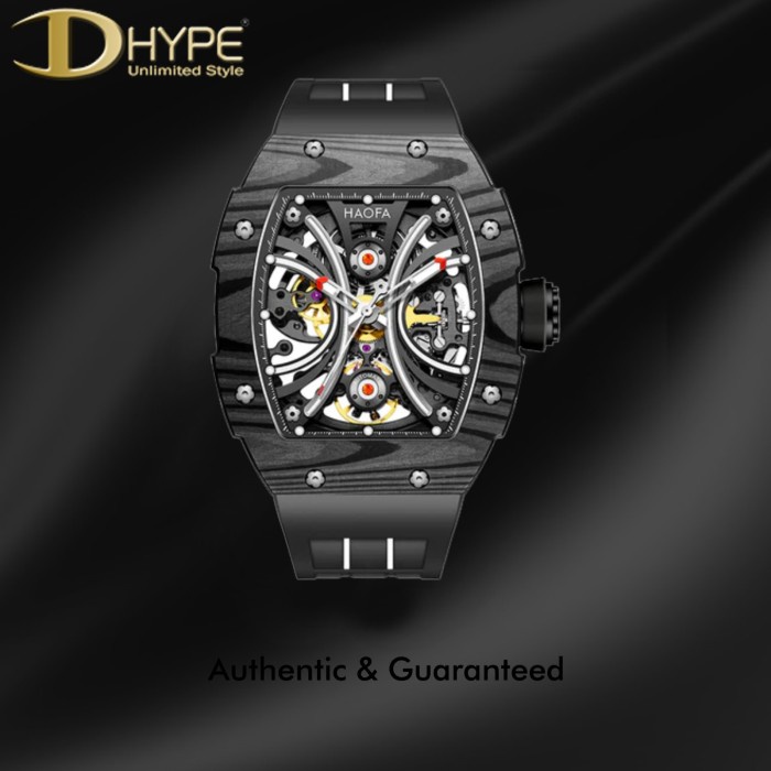 ✅Ori Haofa 1909 Skeleton Automatic Watch Carbon Fiber 80 Hours Power Black Limited