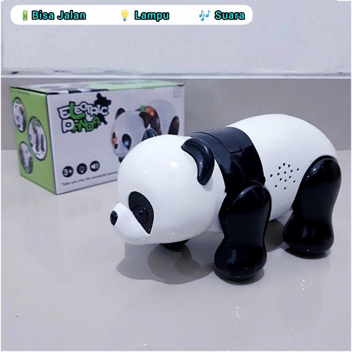 Mainan Anak Panda Berjalan Jalan Lampu Suara - Boneka Hewan Baterai Ready