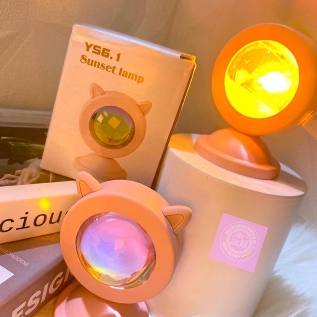 LAMPU SUNSET | LAMPU AESTHETIC  SUNSET | LAMPU AESTHETIC CAT SUNSET RAINBOW LED PROJECTOR