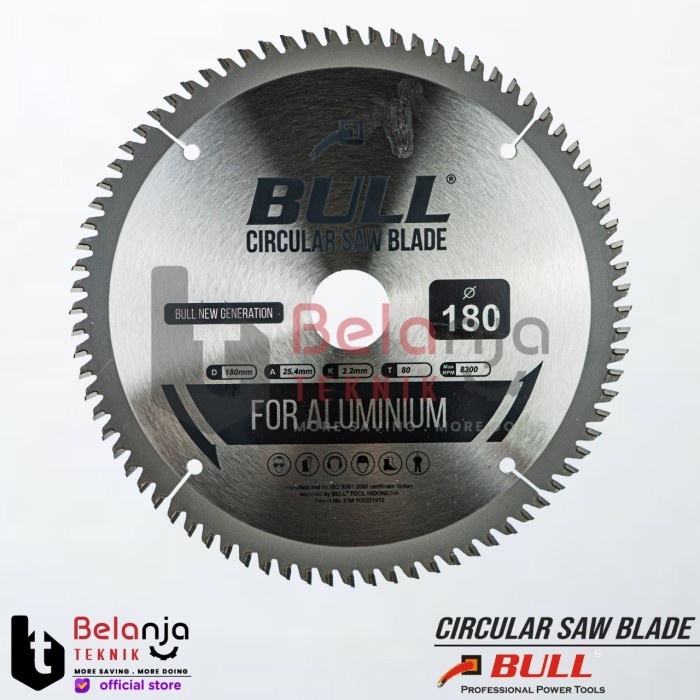 BULL CIRCULAR SAW BLADE 7 INCH X 80 T GERGAJI MATA POTONG ALUMINIUM 7"