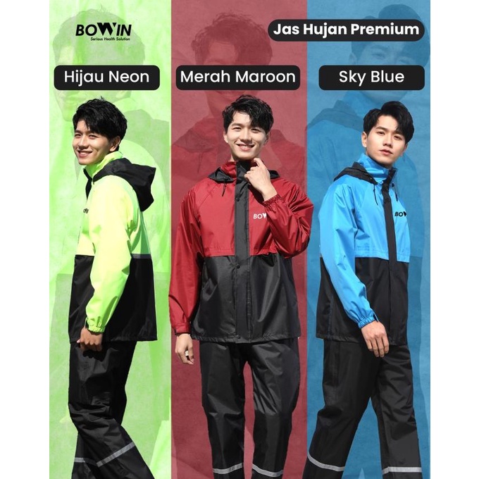 Bowin Jas Hujan Premium 3D Cutting - Anti Bakteri & Windproof