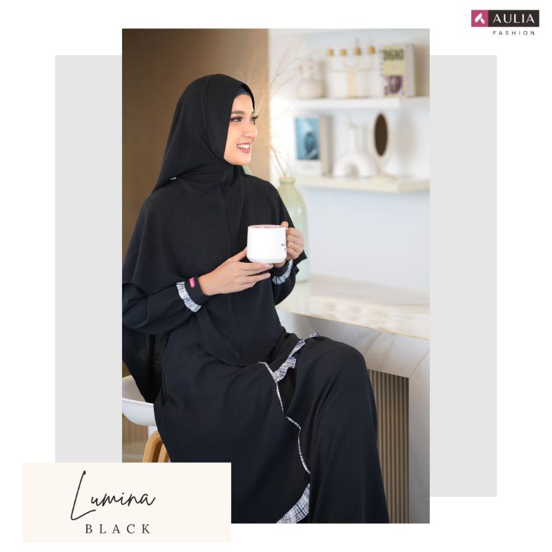 SET GAMIS SYARI ORIGINAL AULIA FASHION LUMINA BLACK