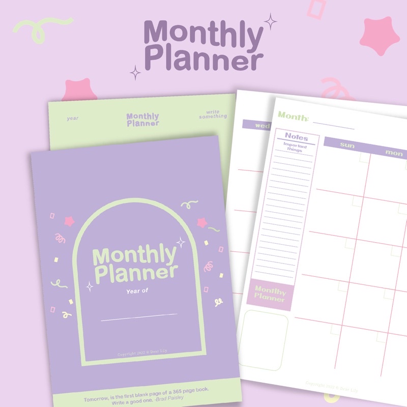 

Monthly Planner 2023 Aesthetic Pastel Cute Full Colors - Perencanaan Bulanan Lucu Nct Greeting