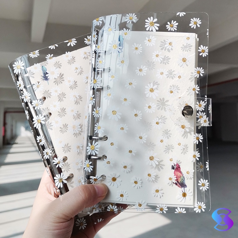 

A6 /A7 Clear Soft Pvc Flower Notebook Binder Cover Planner 6-Ring Loose-Leaf Folder-Suning Mall