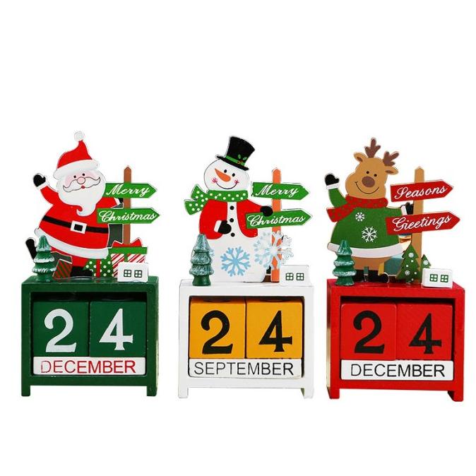 

New Kalender Kayu Ornamen Natal Lucu Dekorasi Kado Christmas Santa Snowman Berkualitas