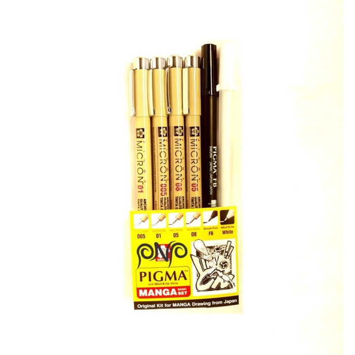 

Promo Sakura Pigma Manga Basic Set 6 Micron Gelly Roll White Mikron Original