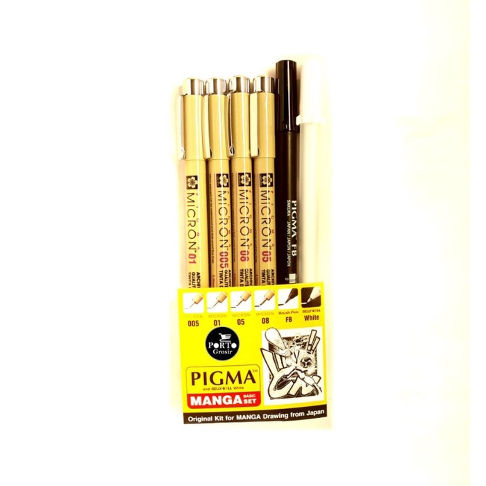 

Sakura Pigma Manga Basic Set 6 Micron Gelly Roll White Mikron Original Terbaru