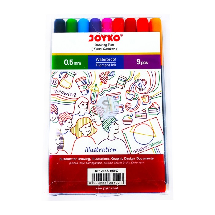 

Drawing Pen Joyko Tipe Dp-298S 059C 9 Warna [ Set ] Terbaru