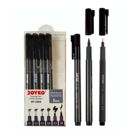 

Drawing Brush Pen 0.1 0.3 0.5 0.8 2.0 Permanen Hitam Joyko Dp-298S Terbaru