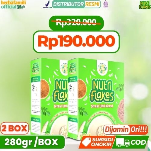 

GROSIR 2 BOX NUTRIFLAKES ORIGINAL 100% 2 BOX | Produk Ori Sereal Umbi Garut Penuh Serat Atasi Masalah Asam Lambung Gerd Maag NUTRIFLAKES NUTRI FLAKES
